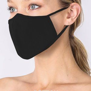 Black Cotton Face Mask with Filter Pocket